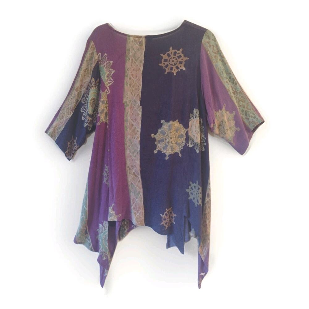 Oregon Spirit Purple Boho Tunic/Dress Asymmetrical Artsy Festival Fair Women L - Picture 2 of 7